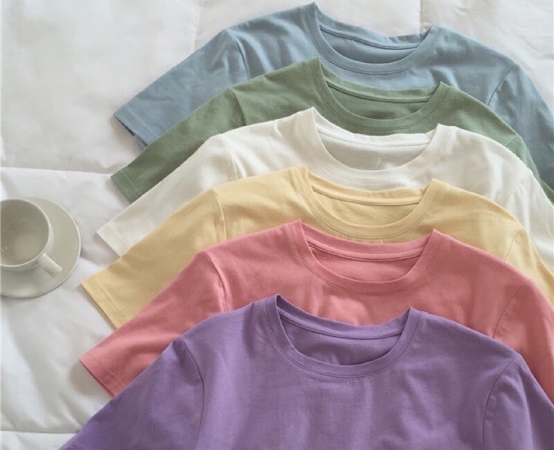 Áo thun trơn màu pastel nhẹ nhàng nữ tính Áo thun trơn màu pastel nhẹ nhàng nữ tính